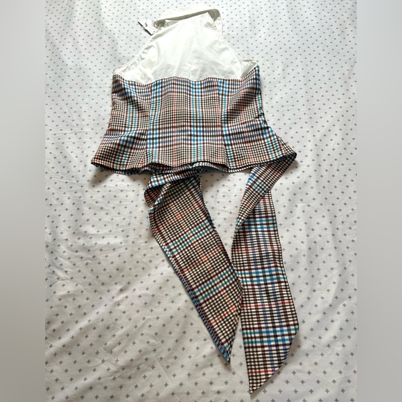 New York & Company Multicolor Plaid Halter Blouse - Picture 8 of 9